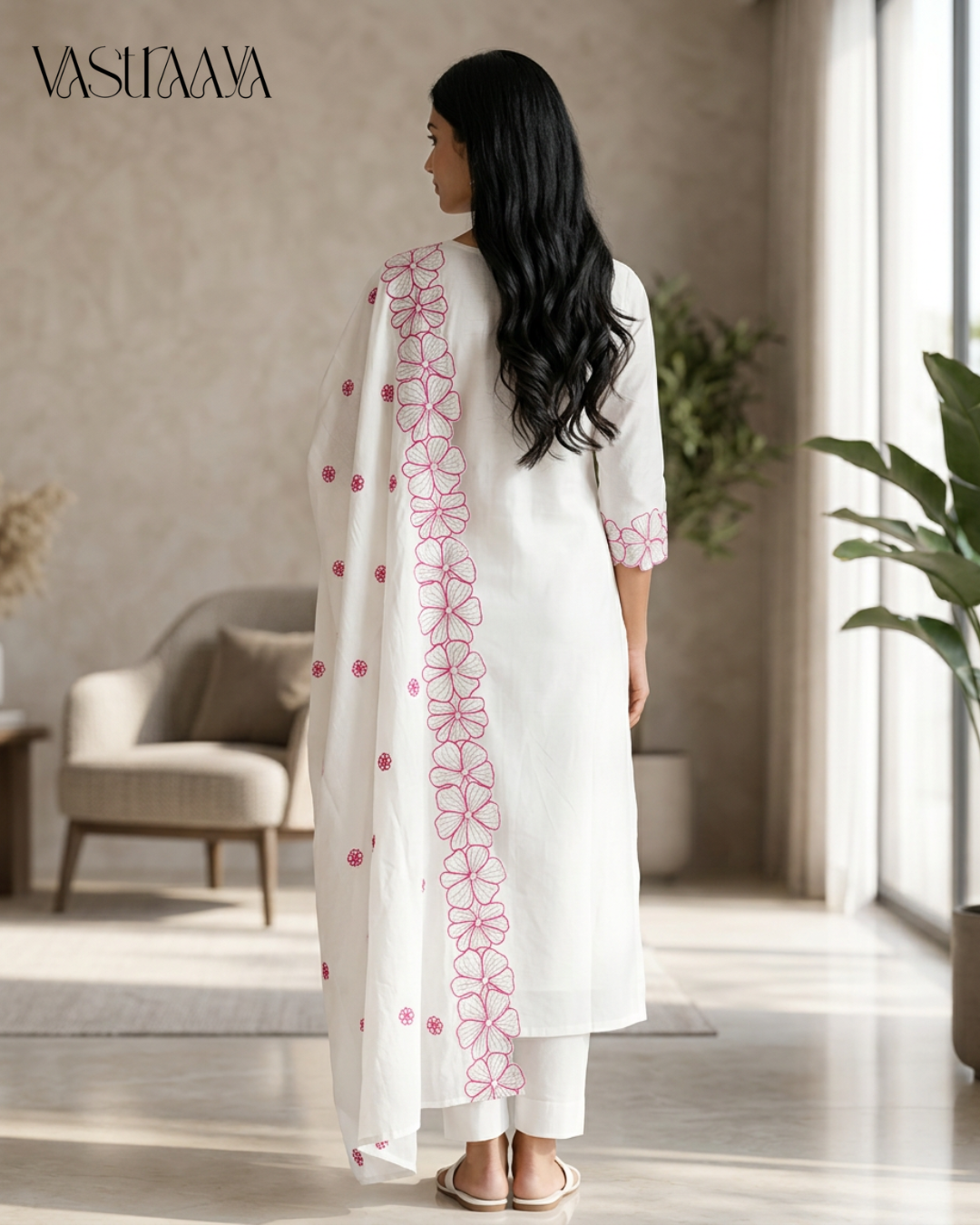 3 pcs Hand Work Embroidery Kurta Pant Set