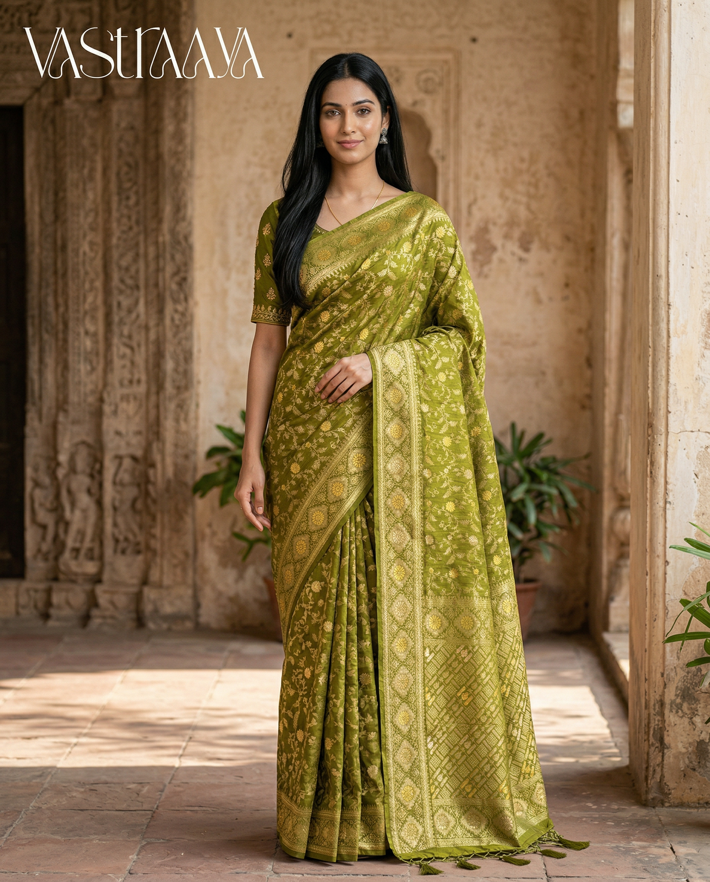 South Silk Saree GREEN ZARI