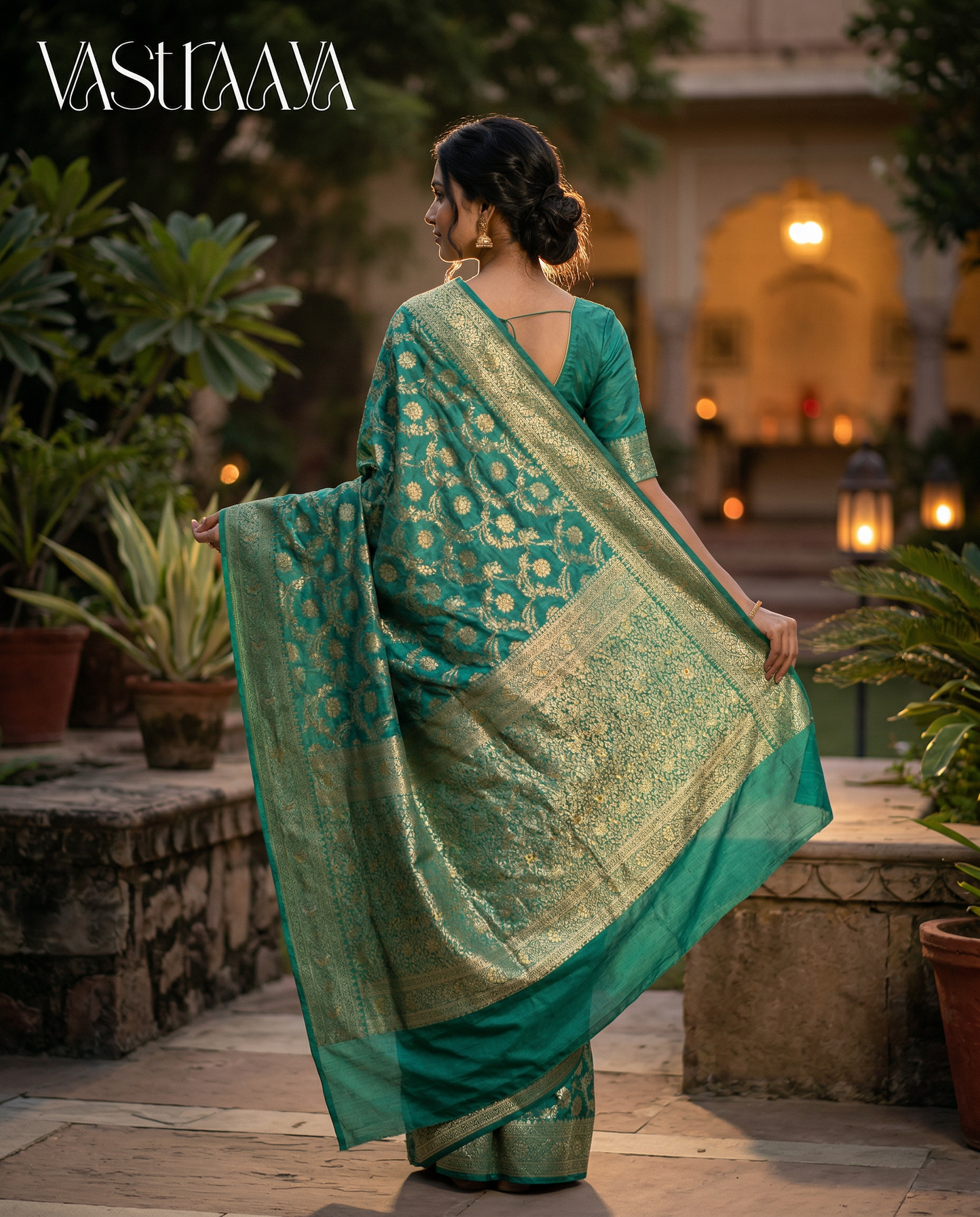 South Silk Emerald Green Saree