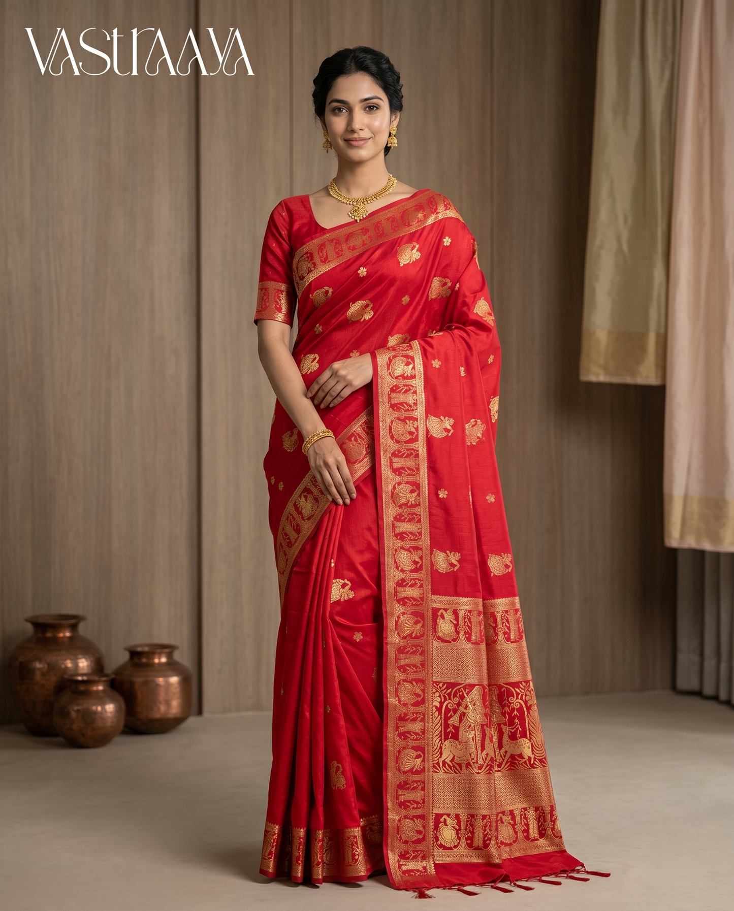South Silk Classic Red Saree