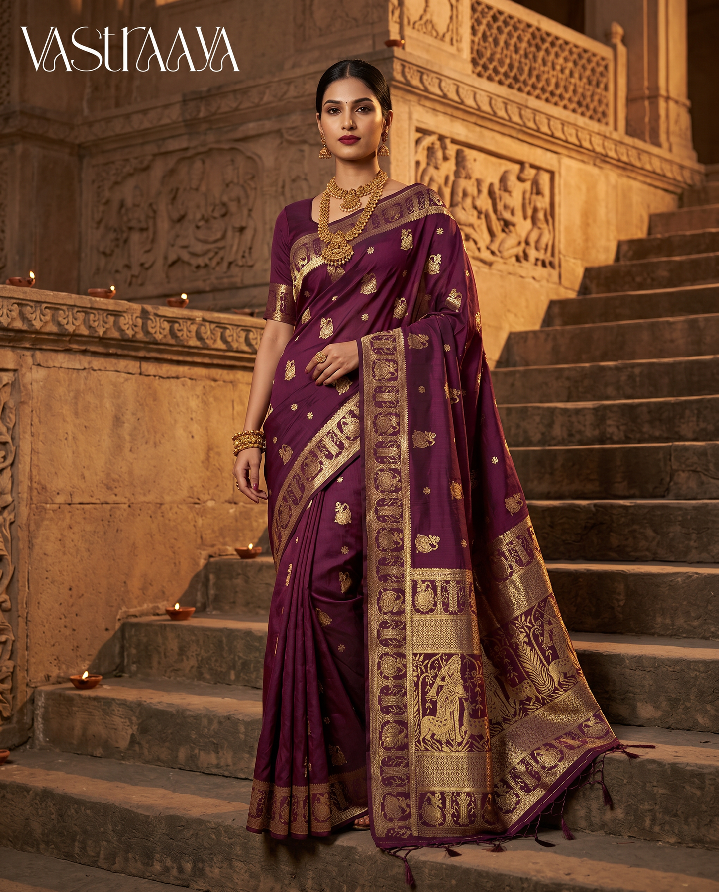 South Silk Deep Wine Saree