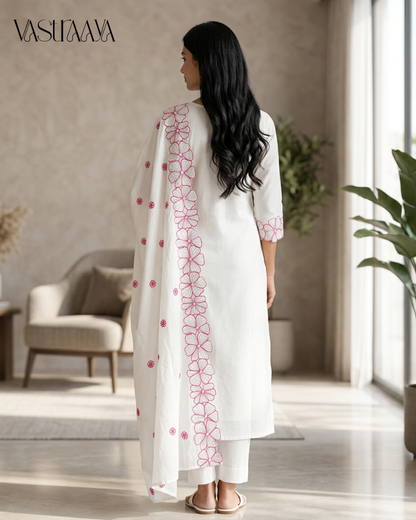 3 pcs Hand Work Embroidery Kurta Pant Set