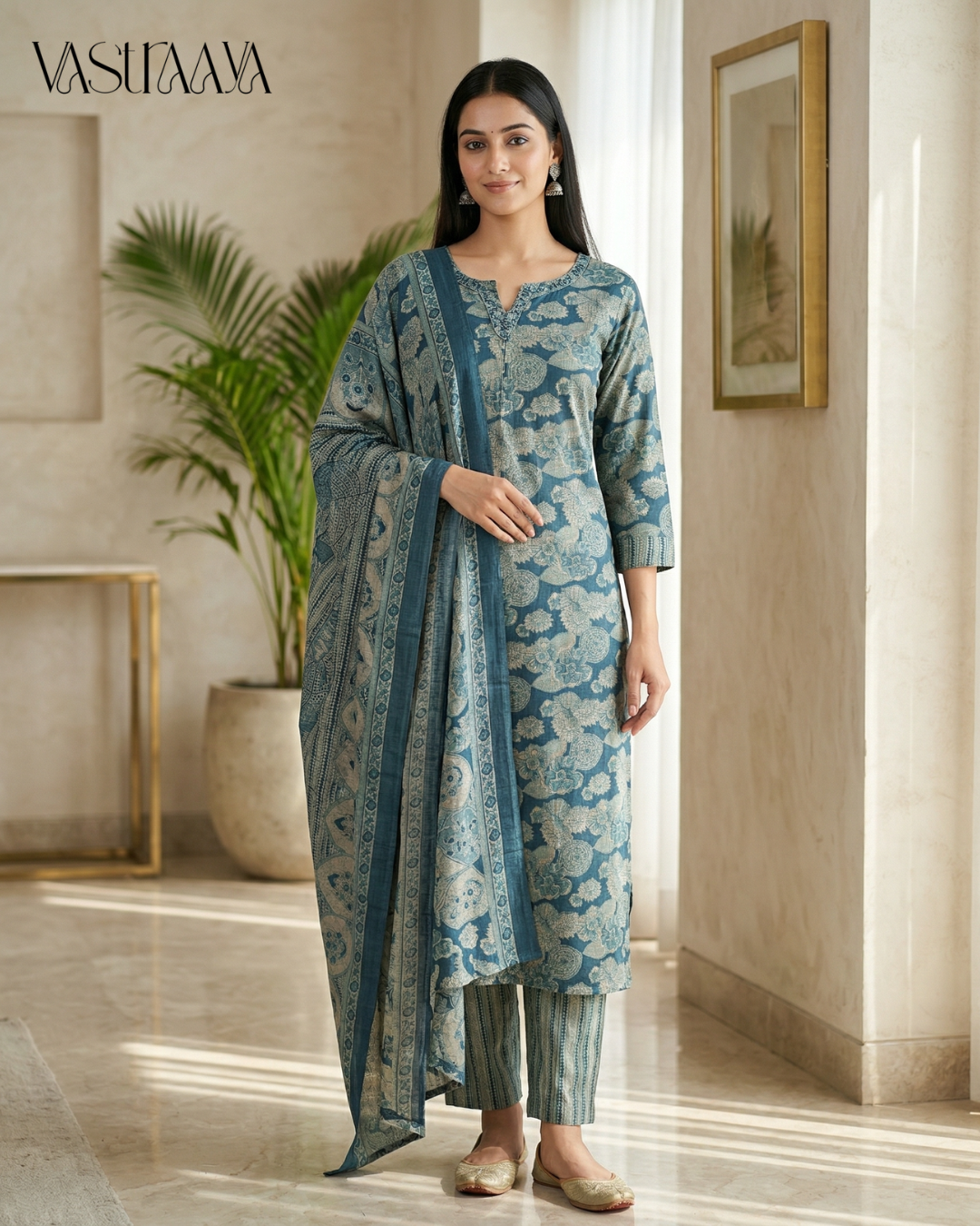 Modern-Traditional Kurta Pant Set 3pcs