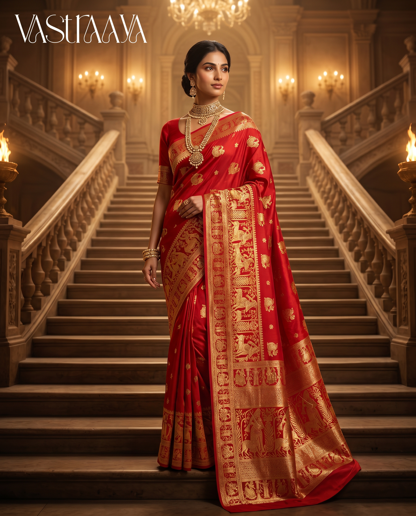 South Silk Classic Red Saree