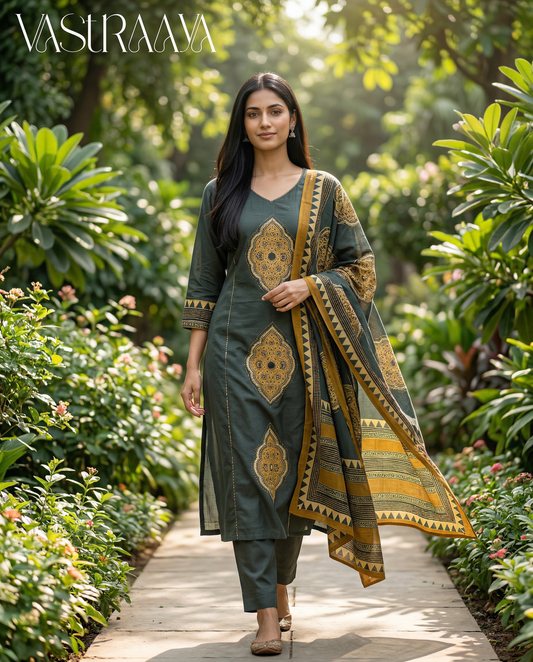 Pure Mal Cotton Printed Suit Set