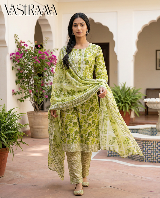 PURE JAIPURI COTTON 3 PIECE SUIT