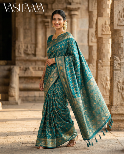South Silk Saree TEAL BLUE