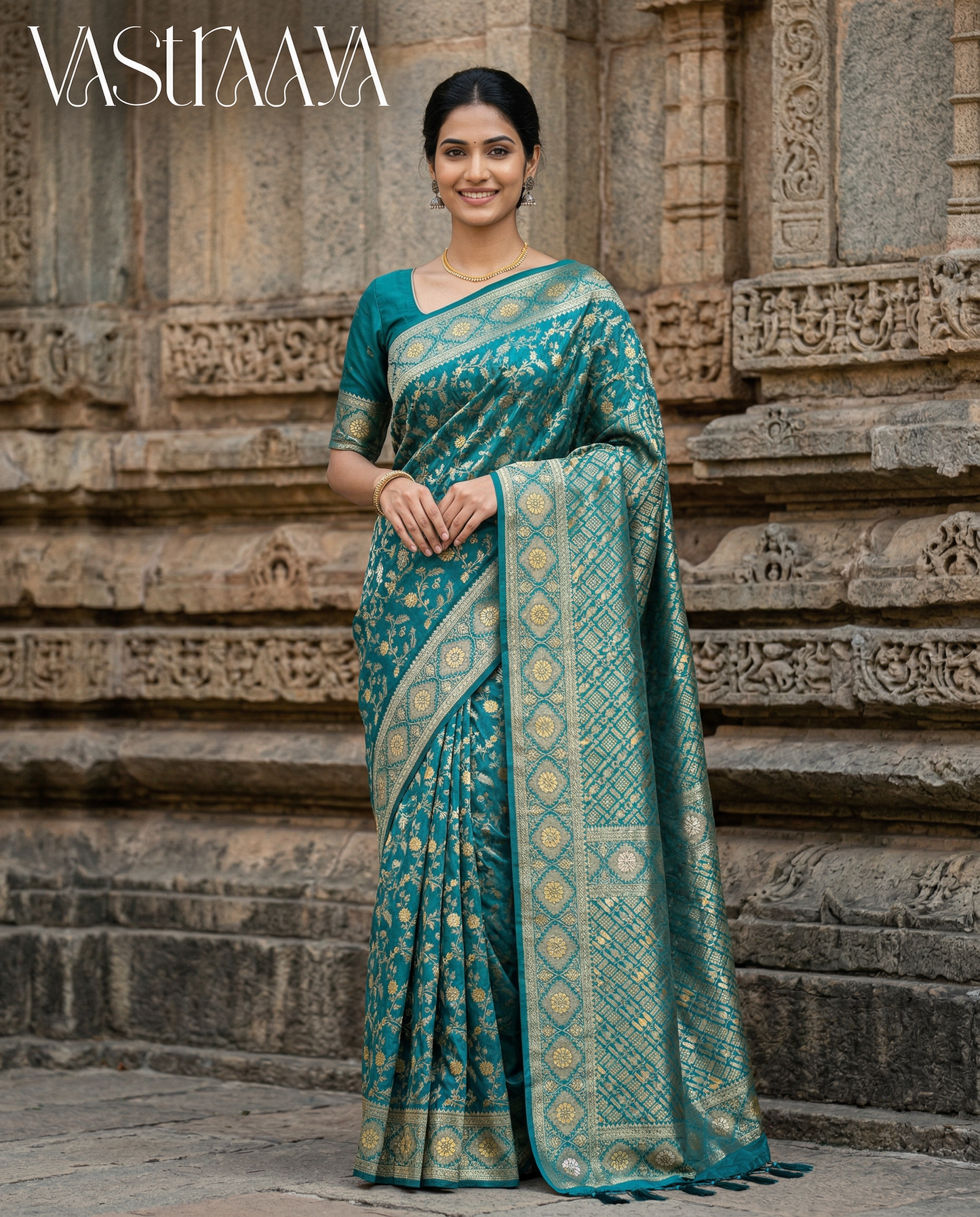 South Silk Saree TEAL BLUE