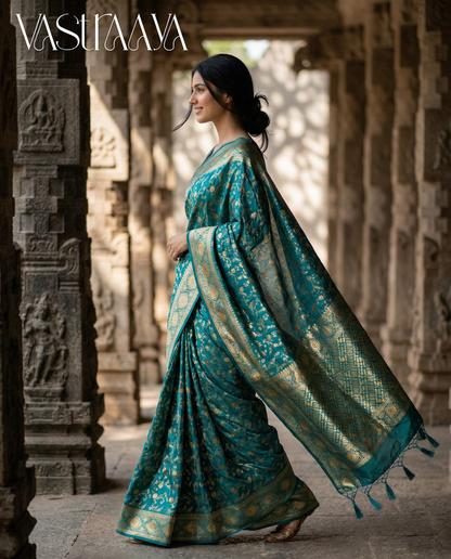 South Silk Saree TEAL BLUE