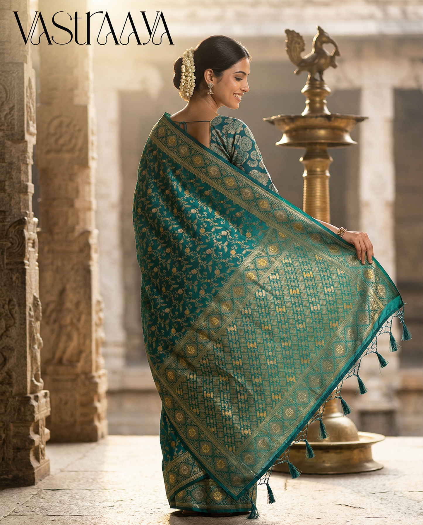 South Silk Saree TEAL BLUE