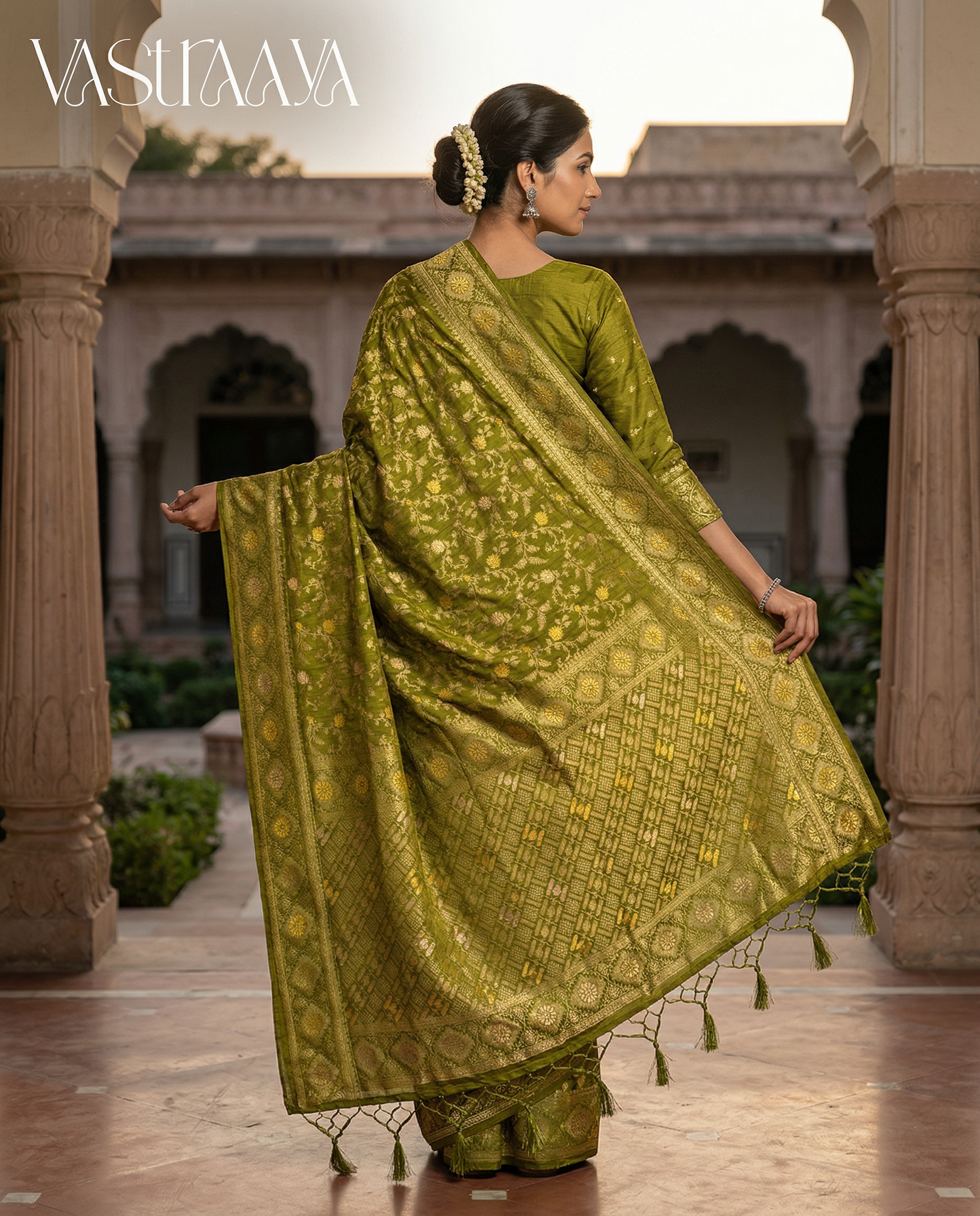 South Silk Saree GREEN ZARI