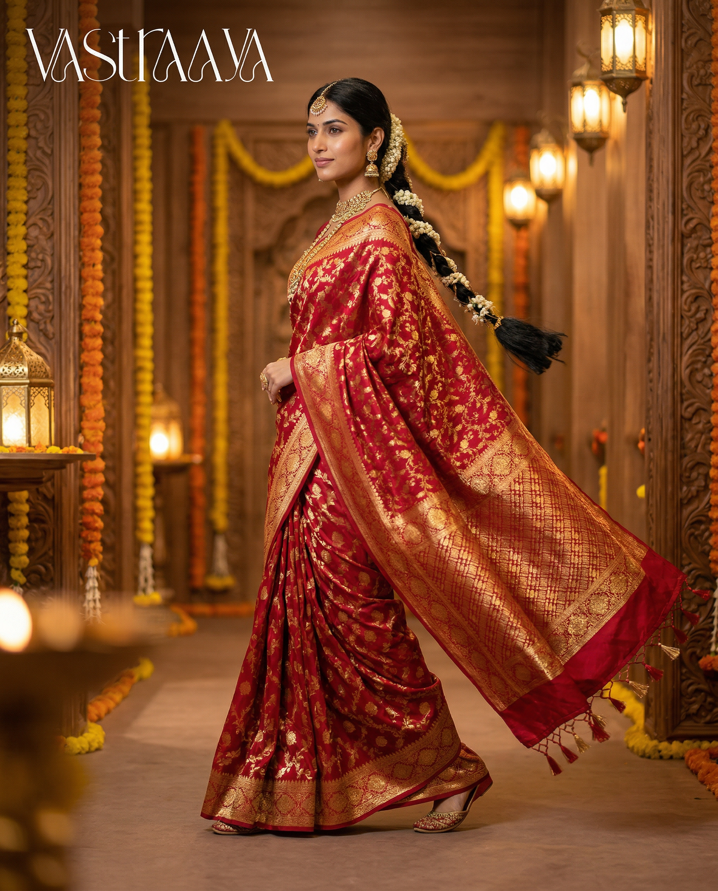 South Silk Saree Classic Red