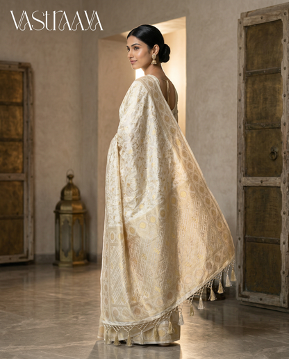 South Silk Saree white