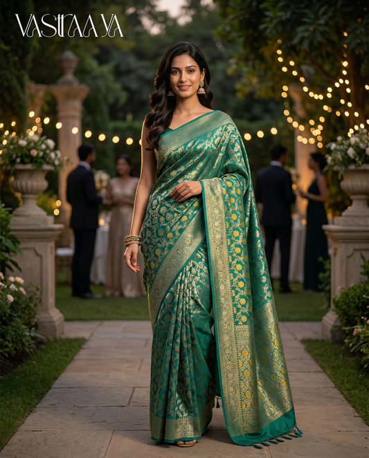 South Silk Emerald Green Saree