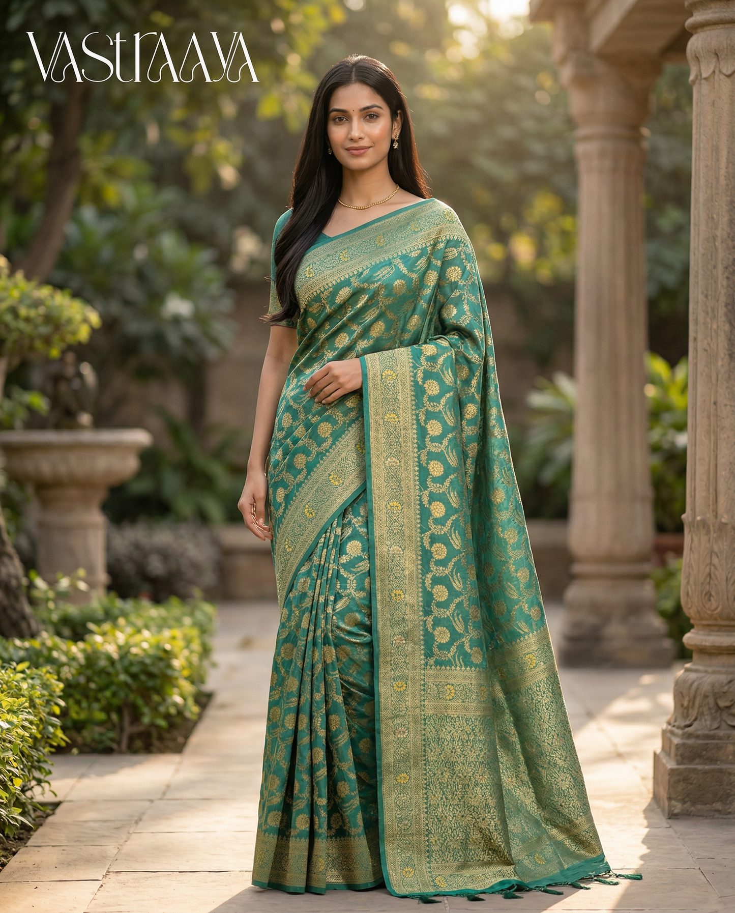 South Silk Emerald Green Saree