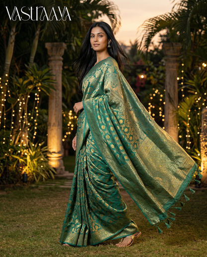 South Silk Emerald Green Saree