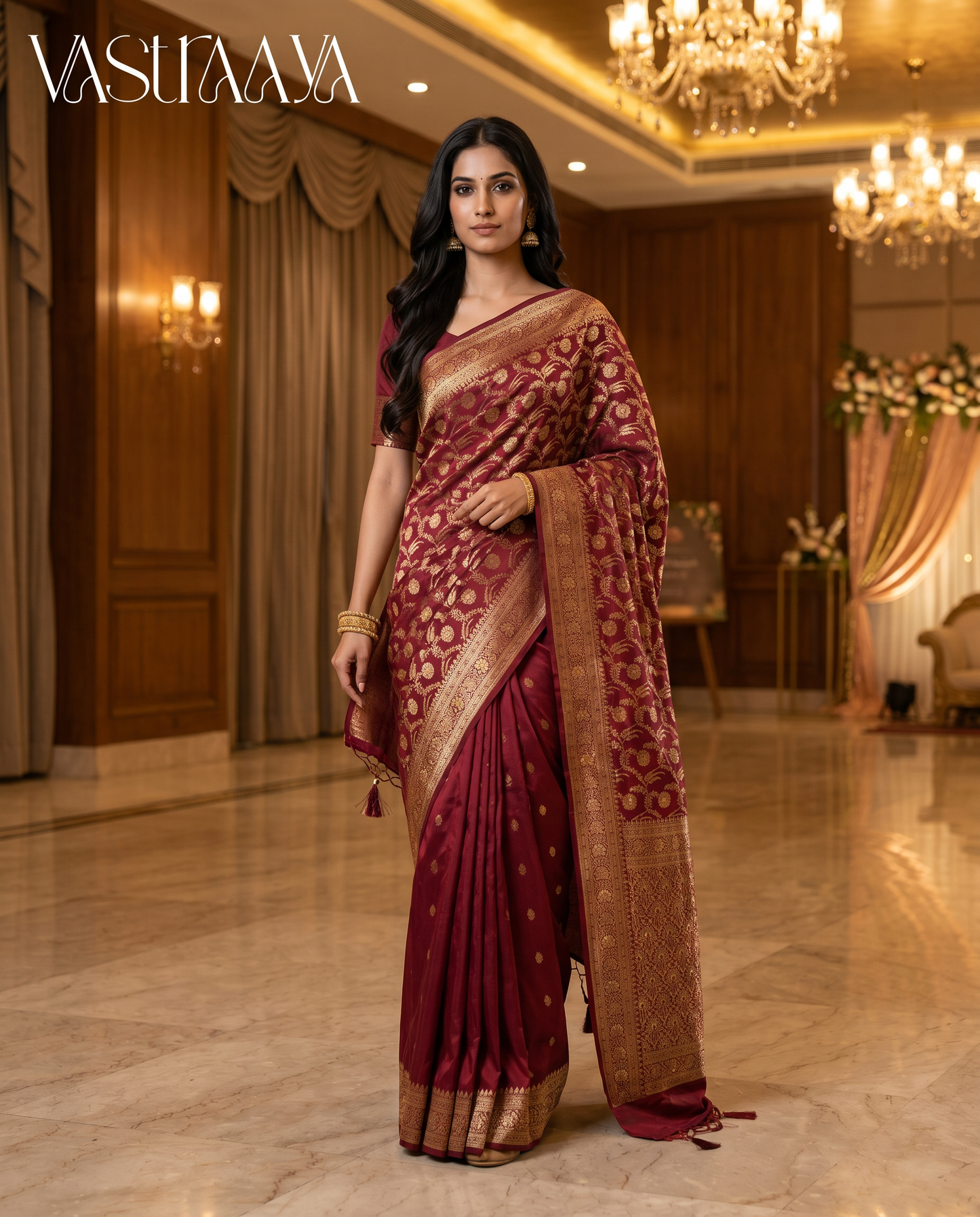 South Silk Maroon Saree