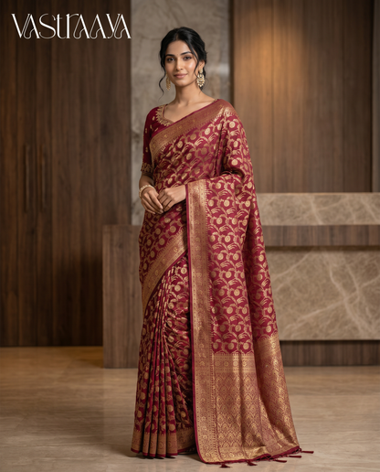 South Silk Maroon Saree