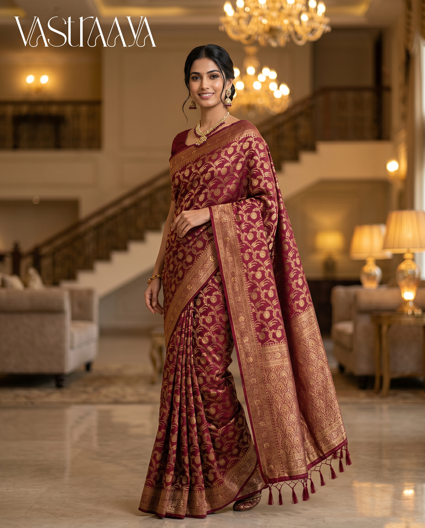 South Silk Maroon Saree