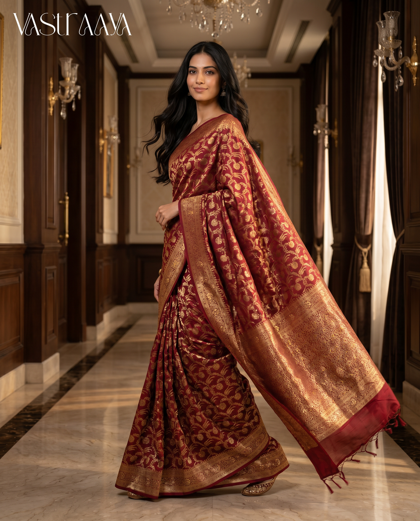 South Silk Maroon Saree