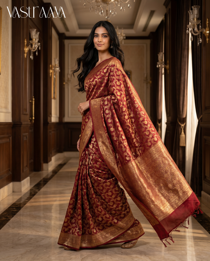 South Silk Maroon Saree