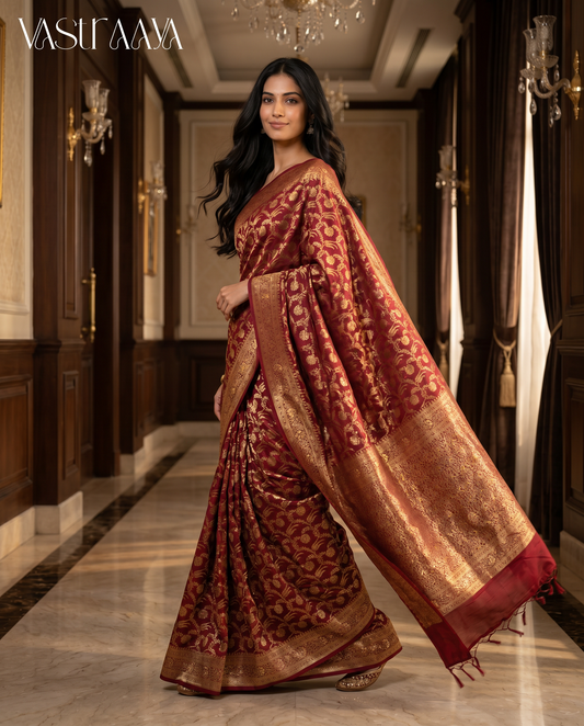 South Silk Maroon Saree