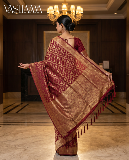 South Silk Maroon Saree
