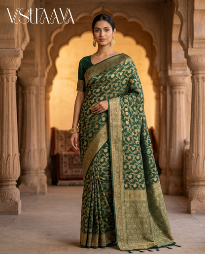 South Silk Emerald Green Saree