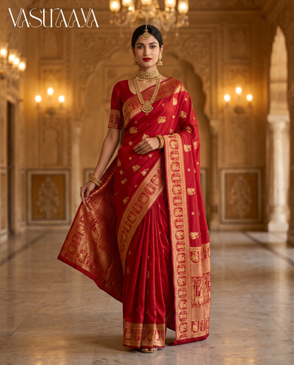 South Silk Classic Red Saree