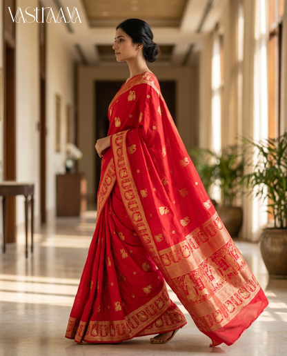 South Silk Classic Red Saree