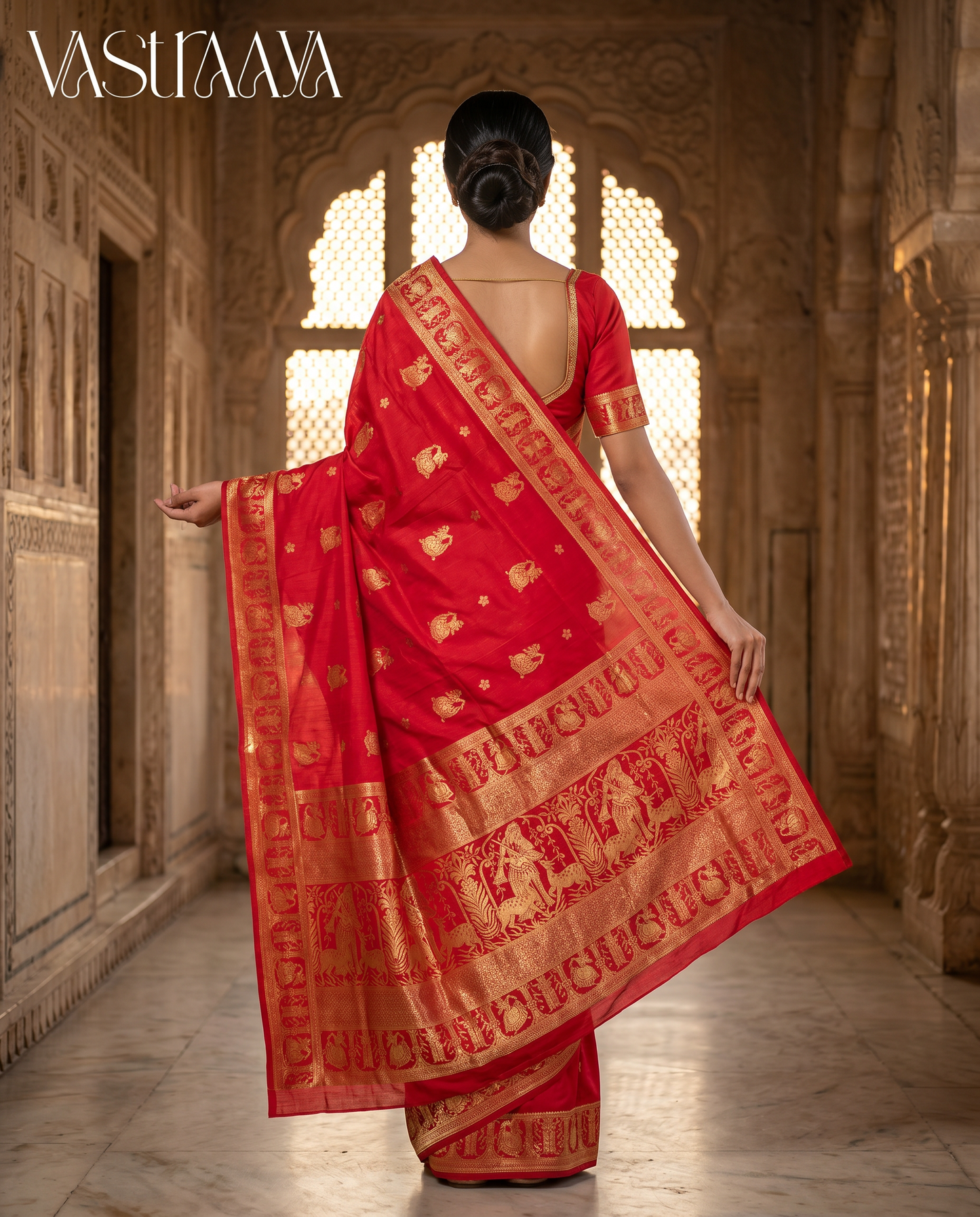 South Silk Classic Red Saree