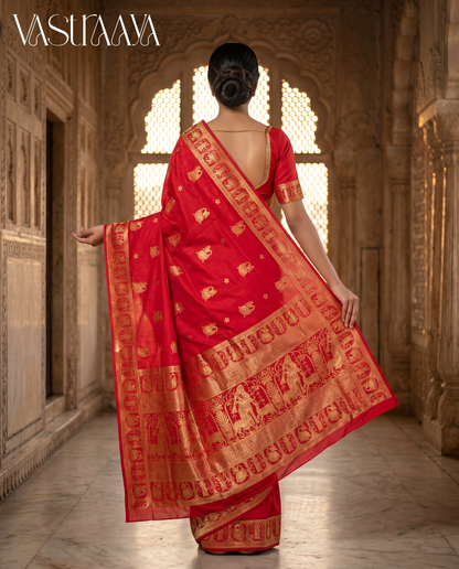 South Silk Classic Red Saree