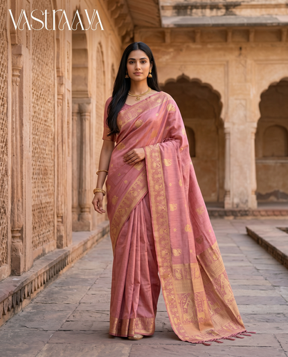 South Silk Soft Pink Saree