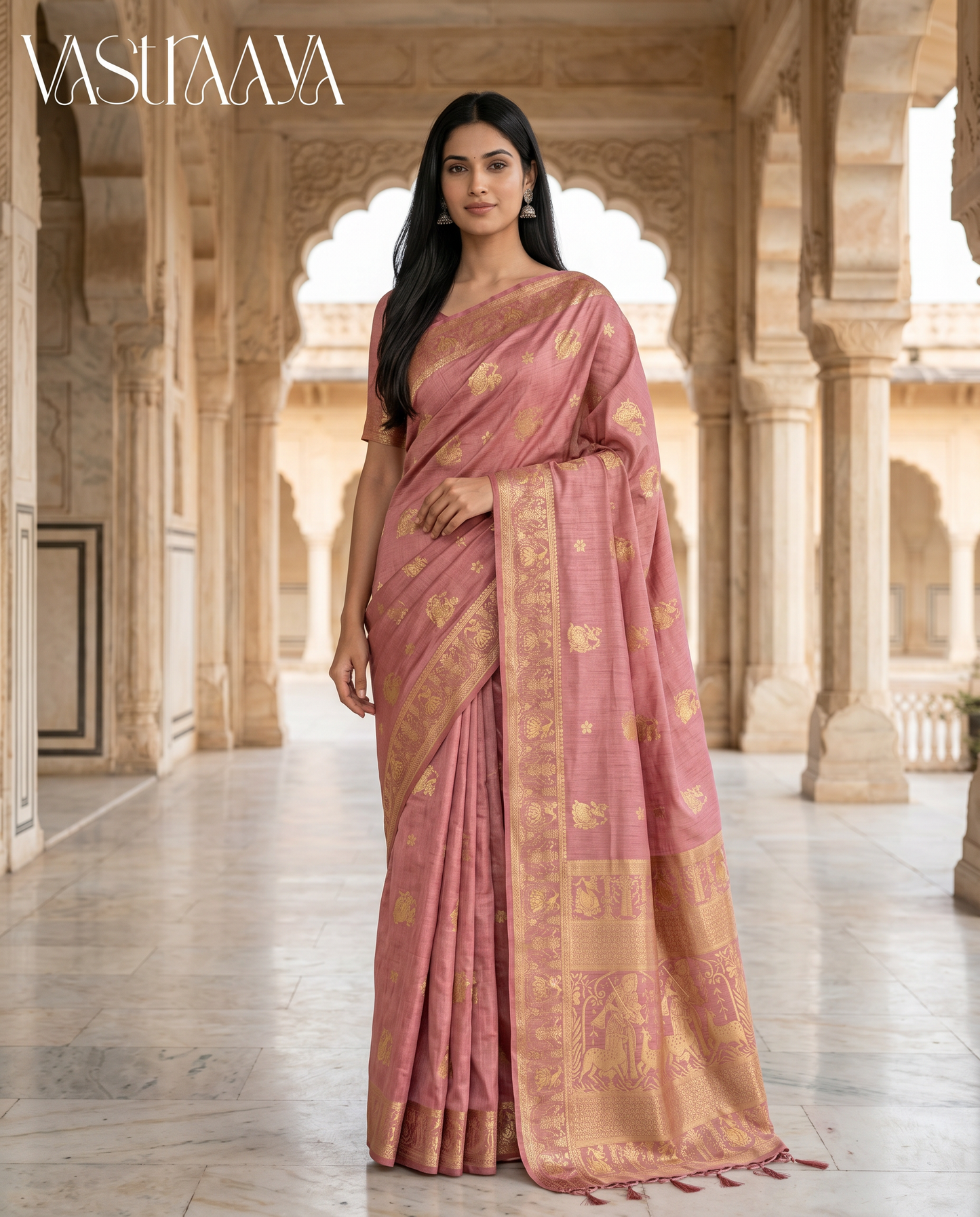 South Silk Soft Pink Saree