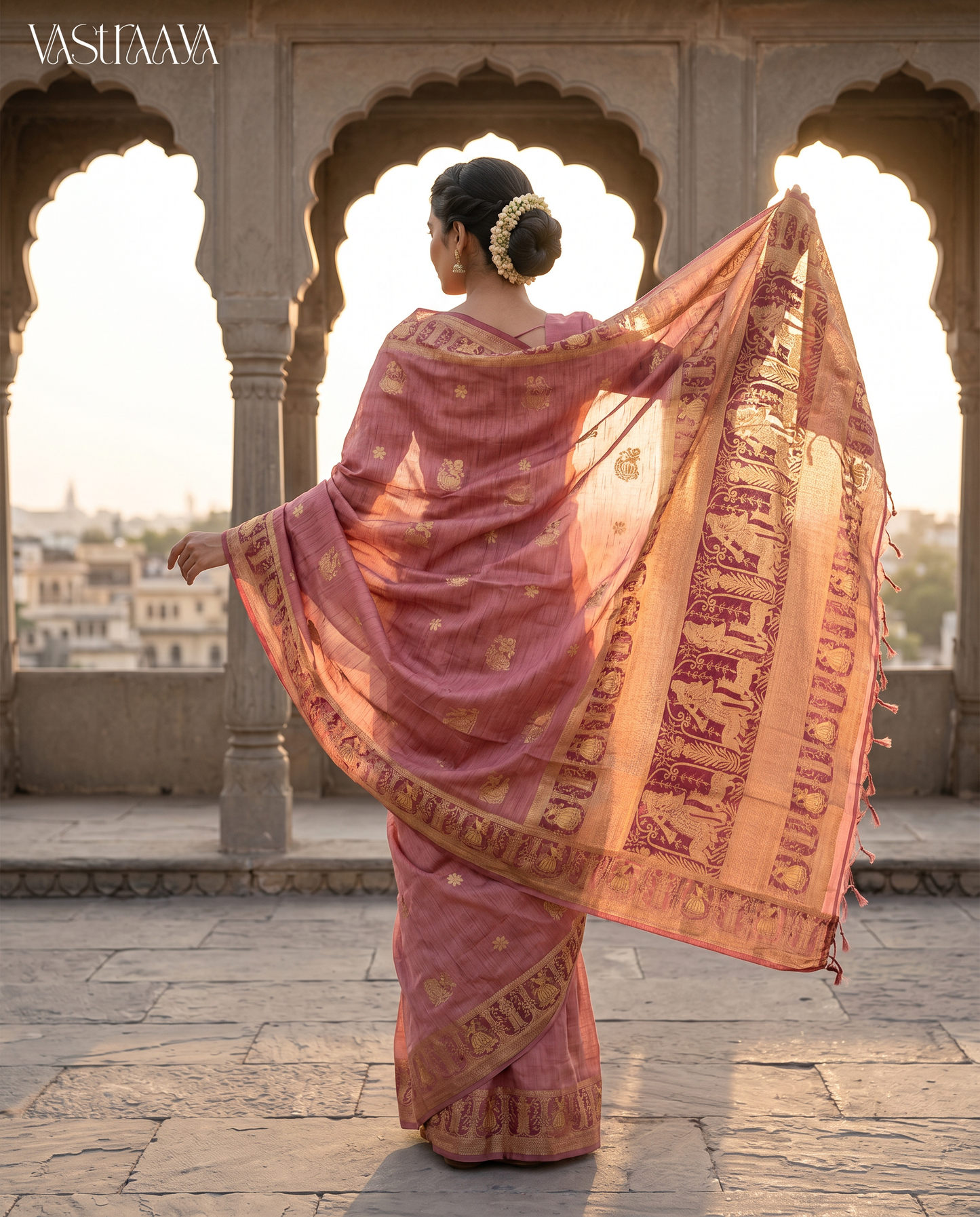 South Silk Soft Pink Saree