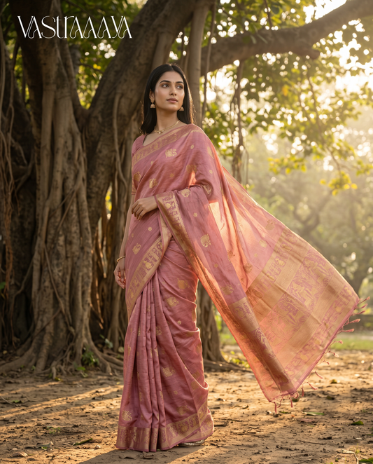South Silk Soft Pink Saree