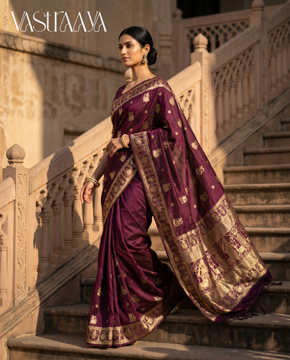 South Silk Deep Wine Saree