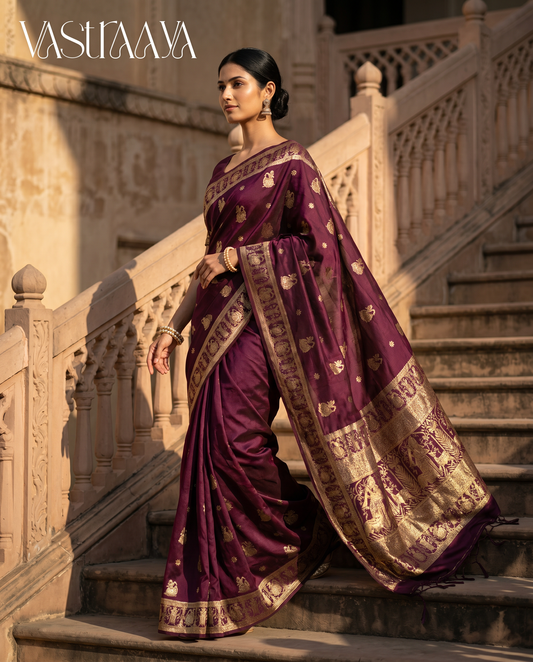 South Silk Deep Wine Saree