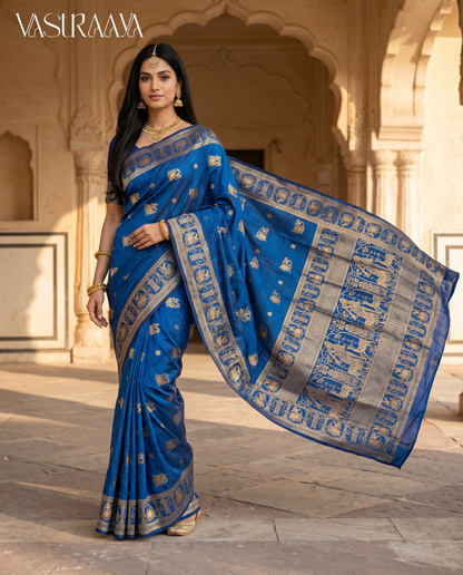 South Silk Regal Blue Saree