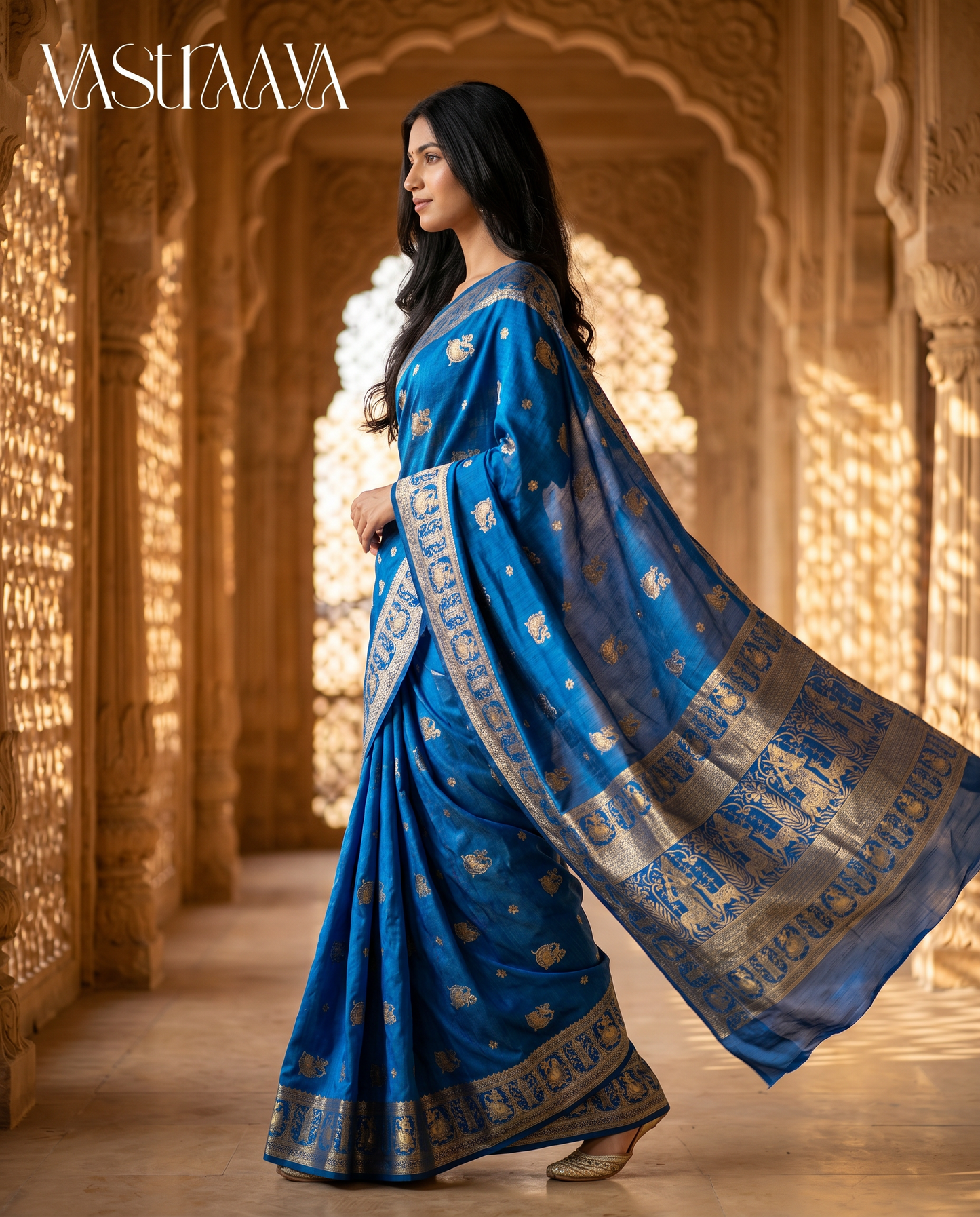 South Silk Regal Blue Saree
