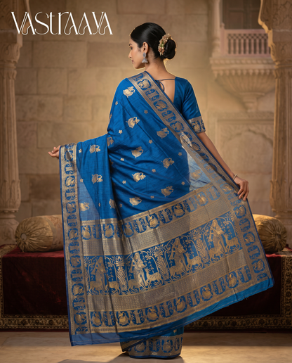 South Silk Regal Blue Saree