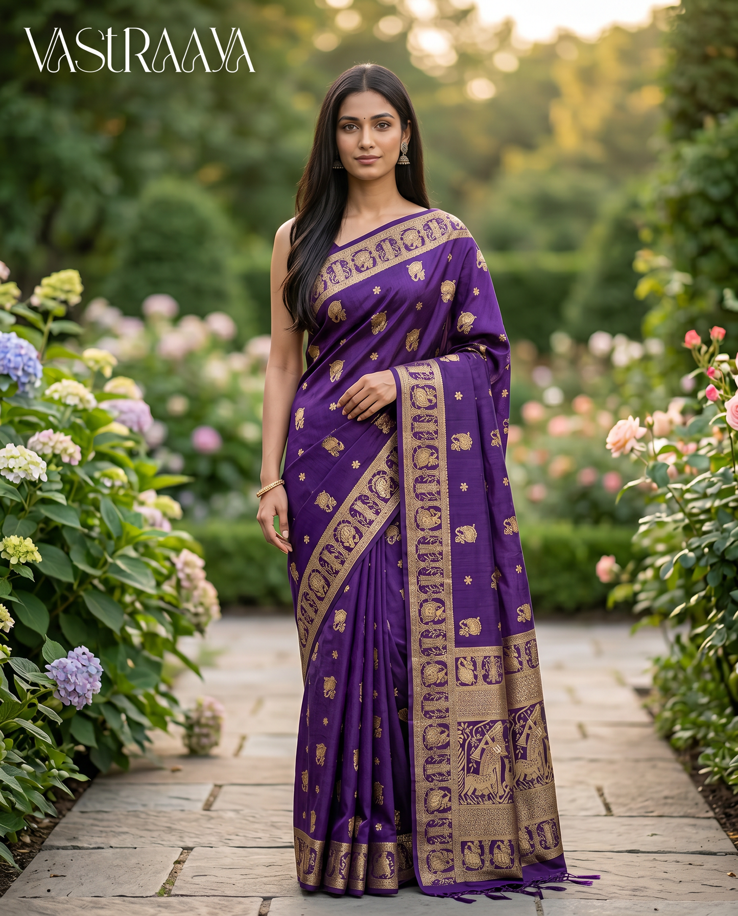 South Silk Purple Saree