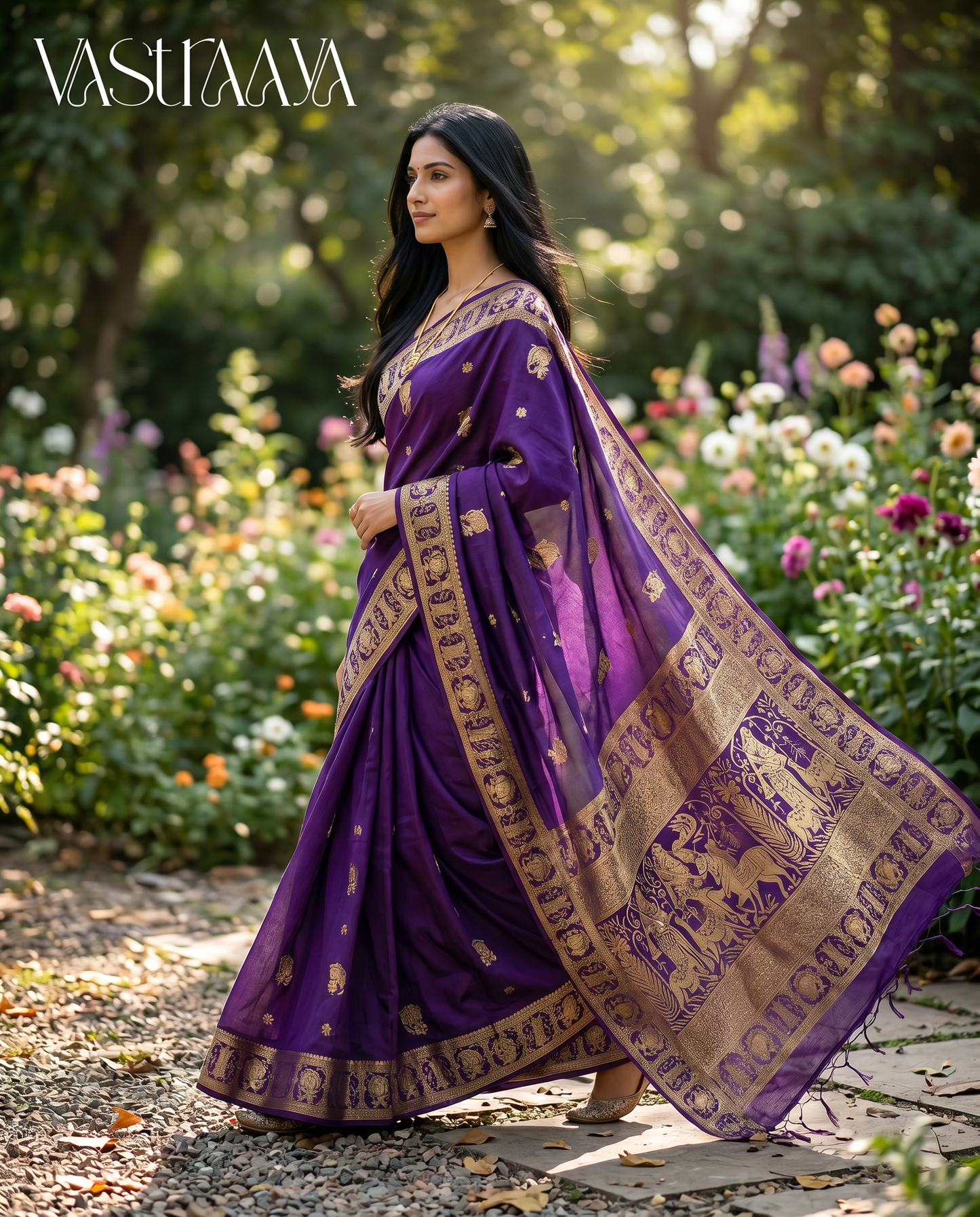 South Silk Purple Saree