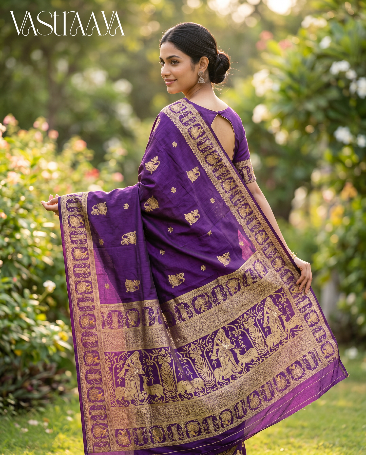 South Silk Purple Saree
