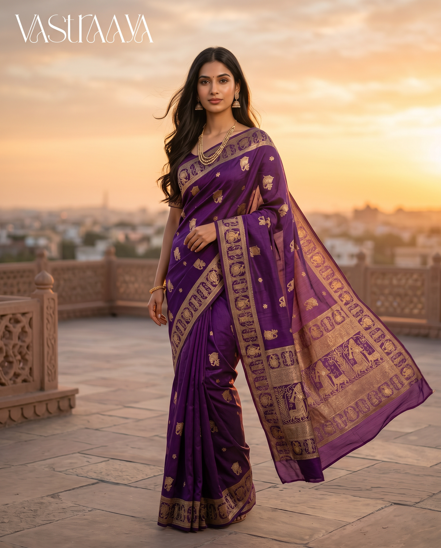 South Silk Purple Saree