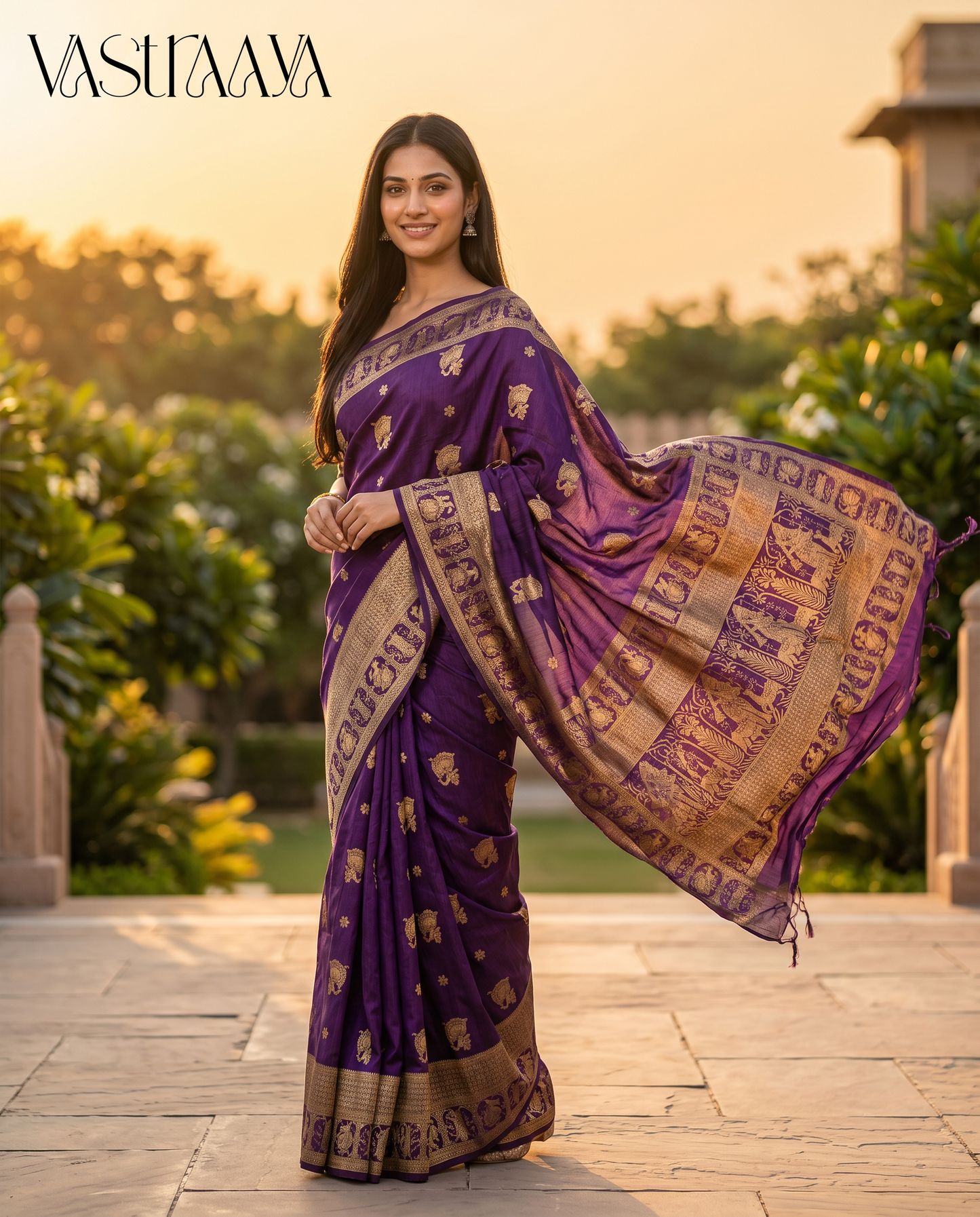 South Silk Purple Saree