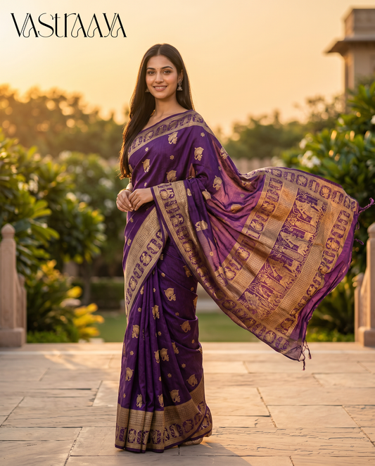 South Silk Purple Saree