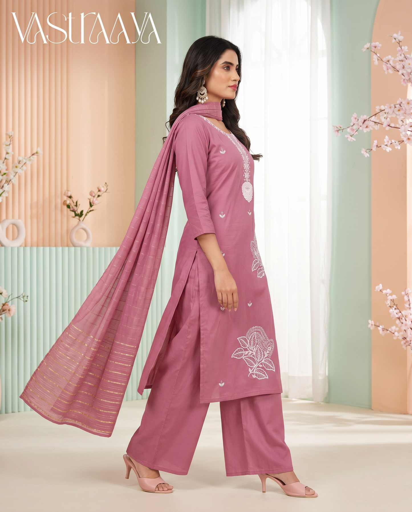 Blush Pink Embroidered Kurta Set