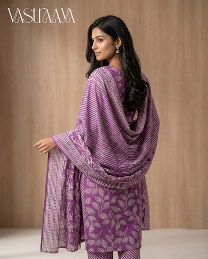 Lavender Printed Kurta Set