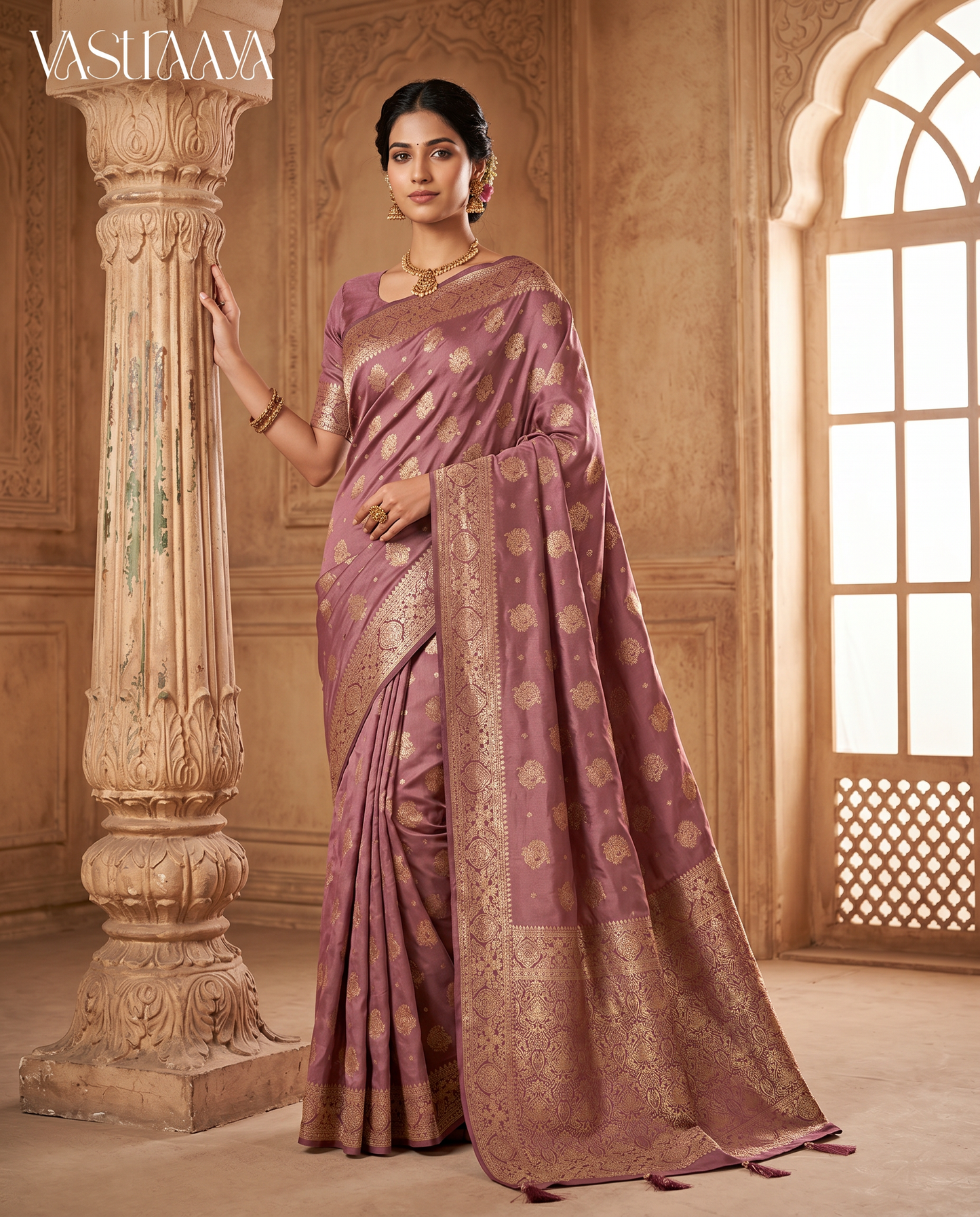 Dusty Rose Silk Saree
